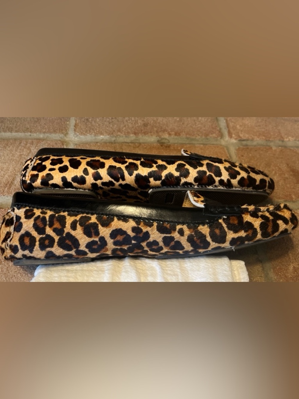 GH Bass Leather-lined Calf Fur Leopard Print Penny Loafers - Women 8.5 - Picture 8 of 11